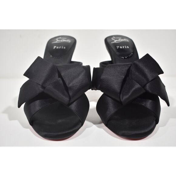 Christian Louboutin Matricia 100 Black Satin Bow Backless Sandal Heel Pump 36 - Picture 5 of 12